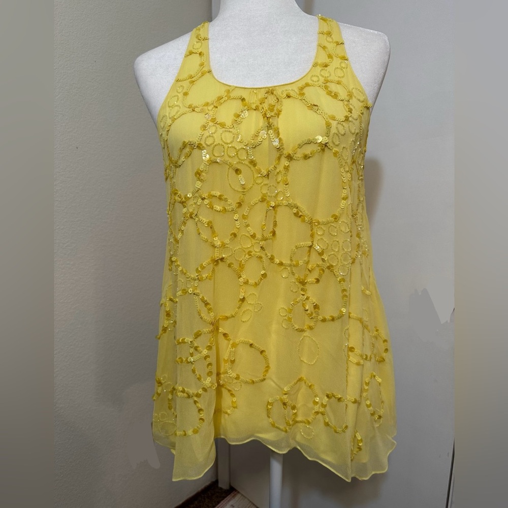 🎉HOST PICK🎉 ALICE+OLIVIA EUC Silk Racerback Sequin Circles Design Tank Top